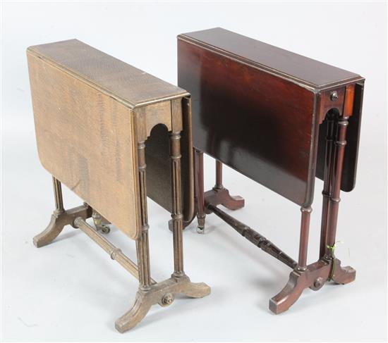 An oak Sutherland table and another in mahogany.